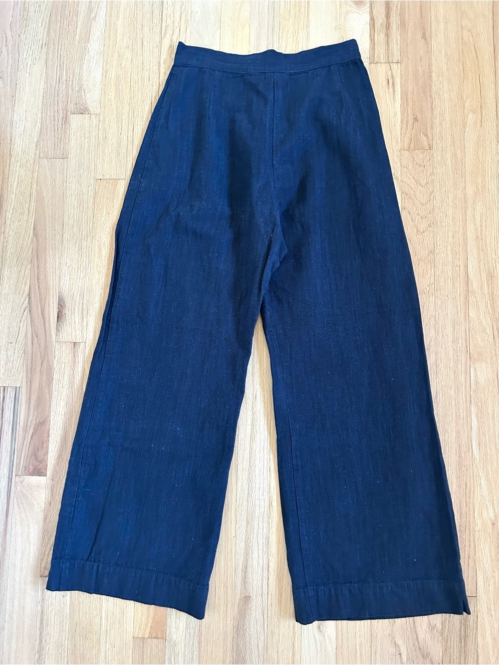 ILANA KOHN boyd pants deep indigo navy cotton linen wide leg pleat size 6 - Picture 9 of 9